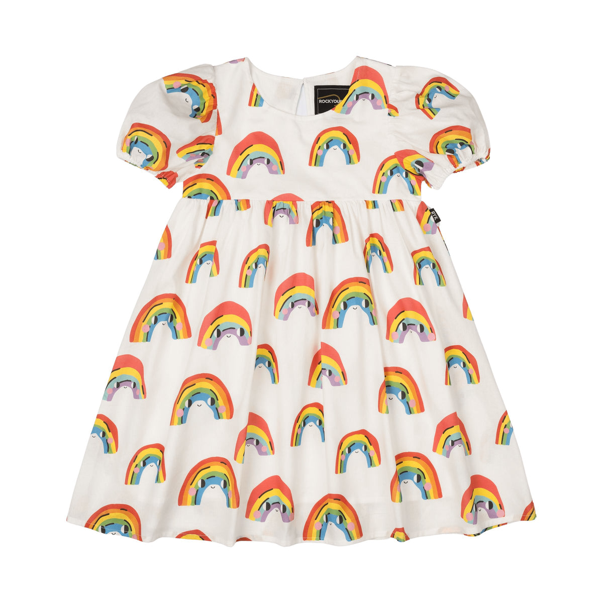 Over The Rainbow Puff Sleeve Dress