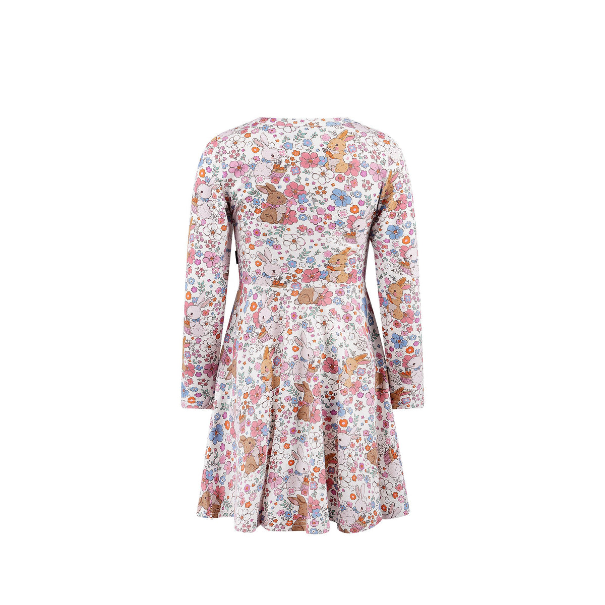 Ditsy Bunny Long Sleeve Waisted Dress