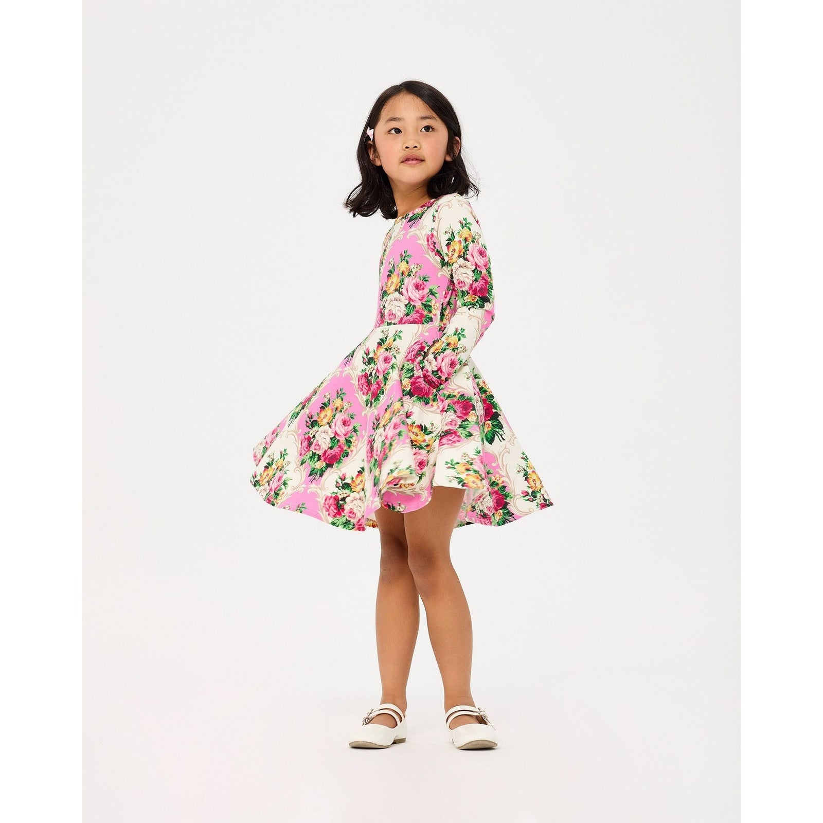 Rosette Long Sleeve Waisted Dress