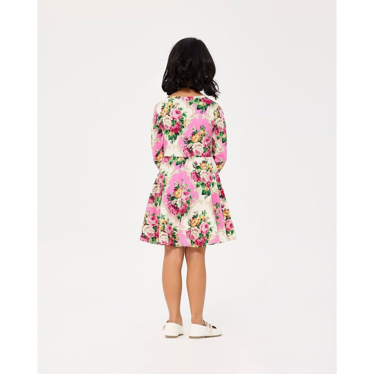 Rosette Long Sleeve Waisted Dress