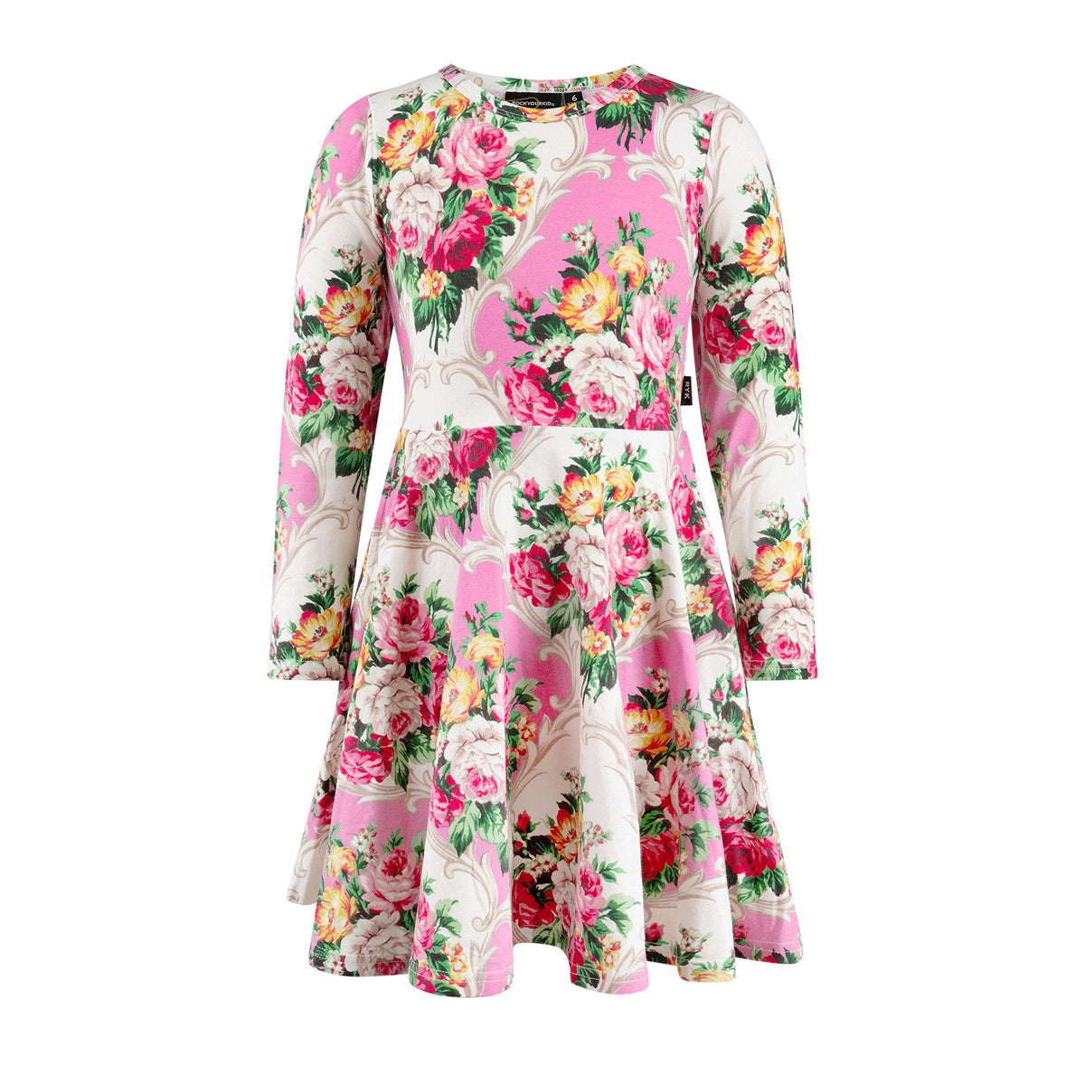 Rosette Long Sleeve Waisted Dress