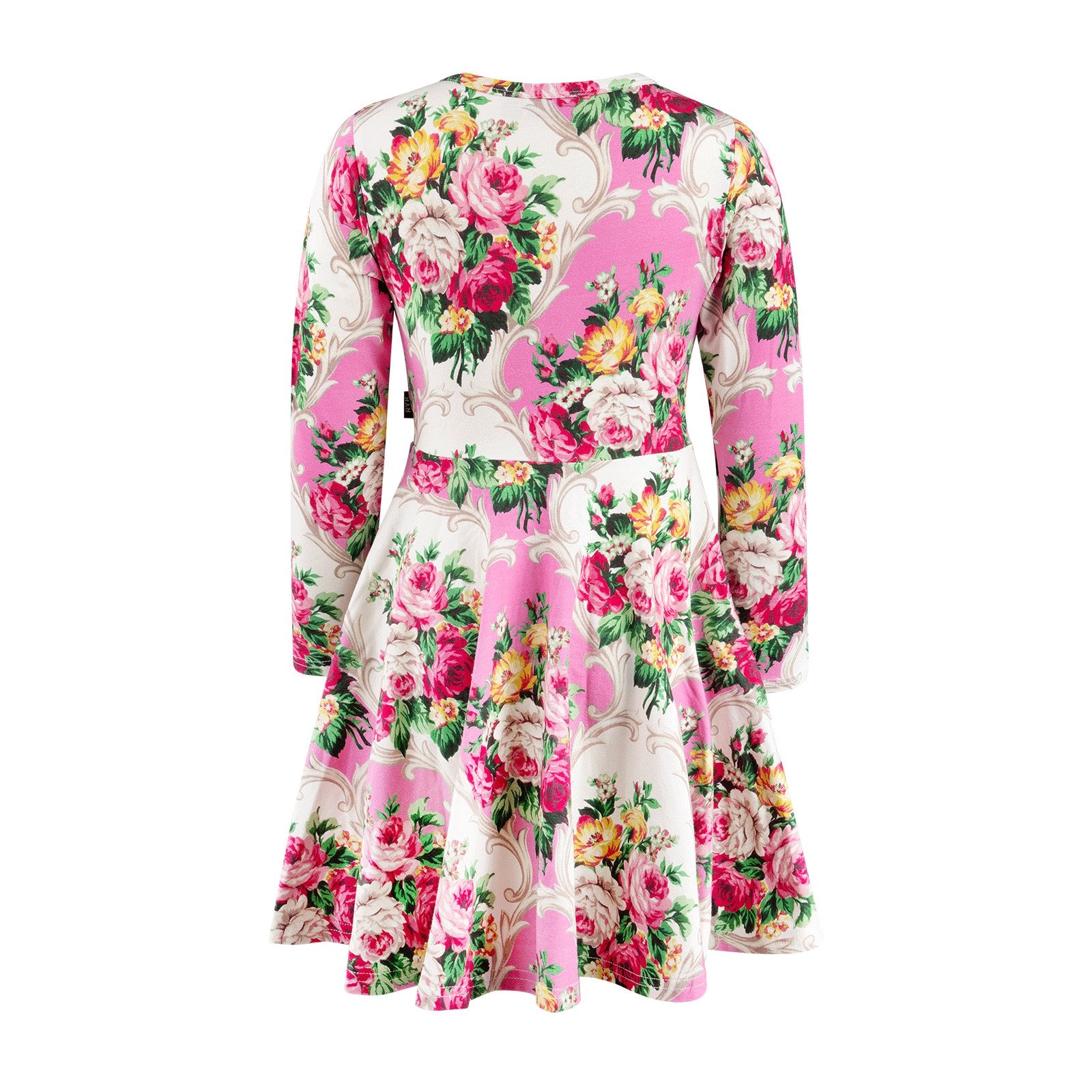 Rosette Long Sleeve Waisted Dress