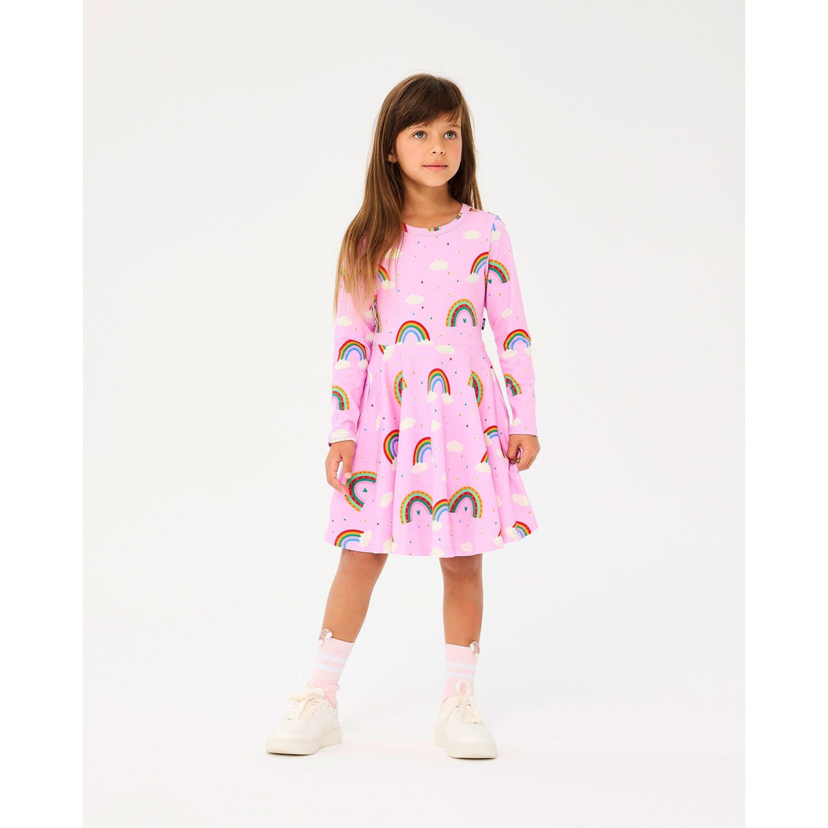 Somewhere Over The Rainbow Long Sleeve Waisted Dress