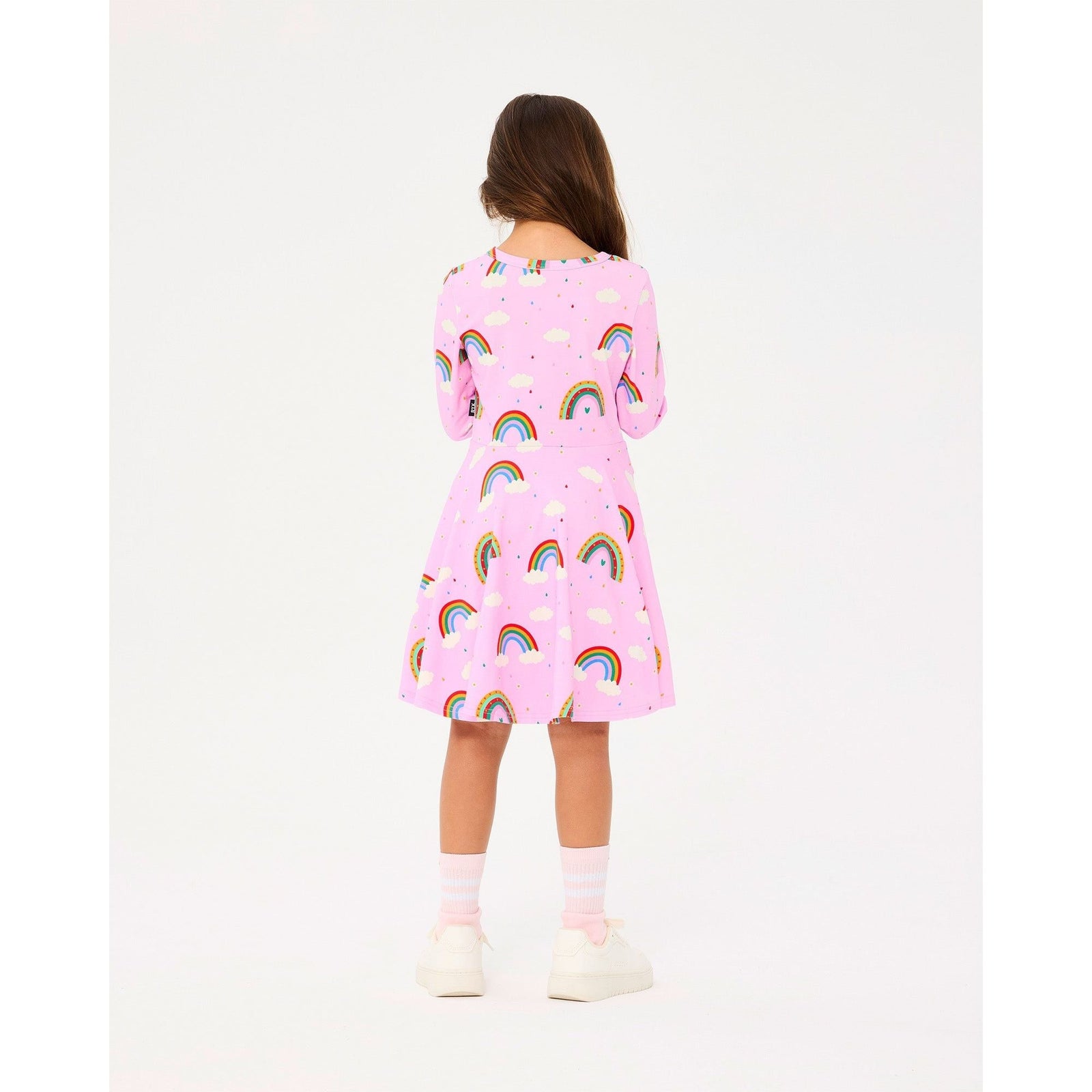 Somewhere Over The Rainbow Long Sleeve Waisted Dress