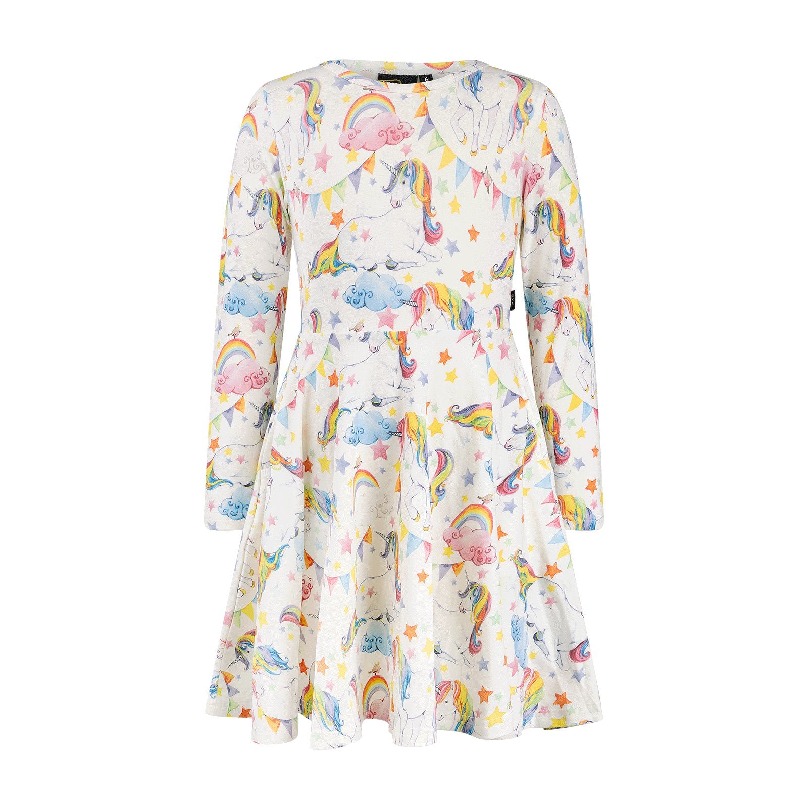 Unicorn Flags Long Sleeve Waisted Dress