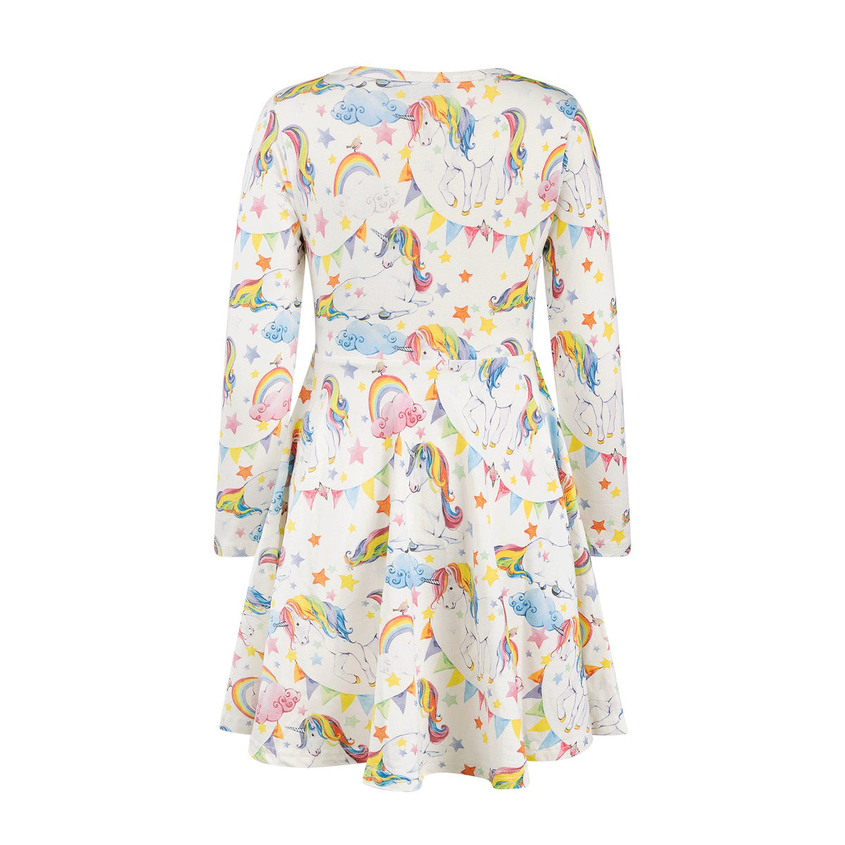 Unicorn Flags Long Sleeve Waisted Dress