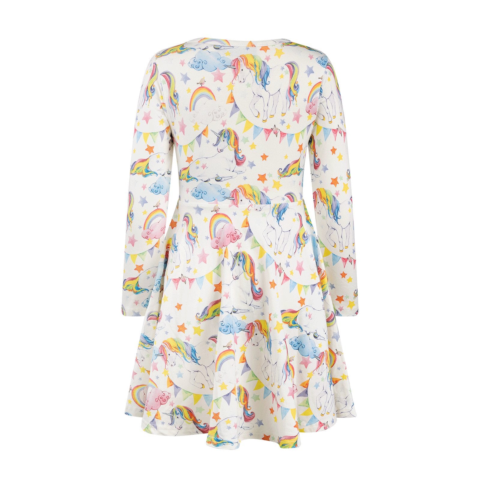 Unicorn Flags Long Sleeve Waisted Dress
