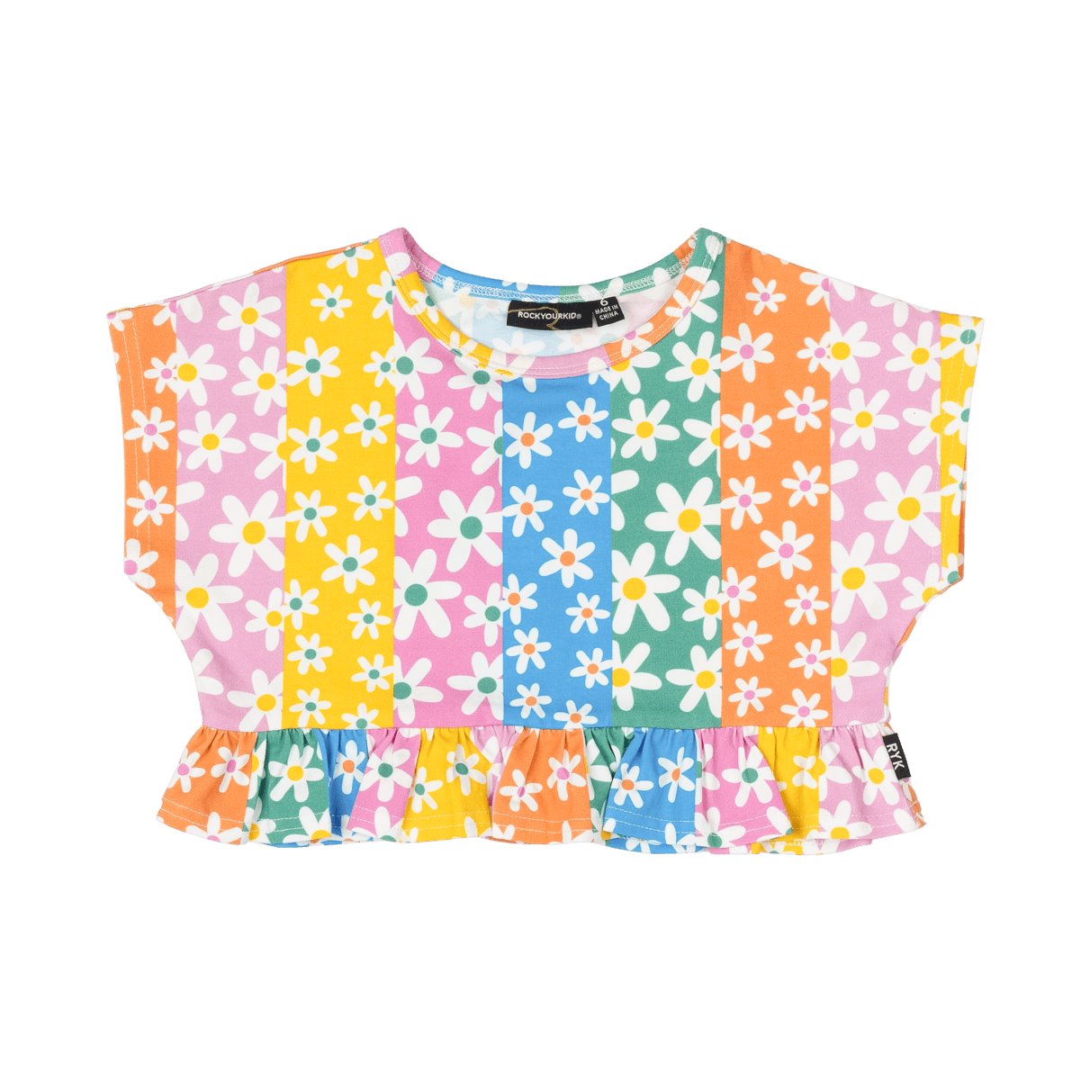 Floral Stripes Frill T-Shirt