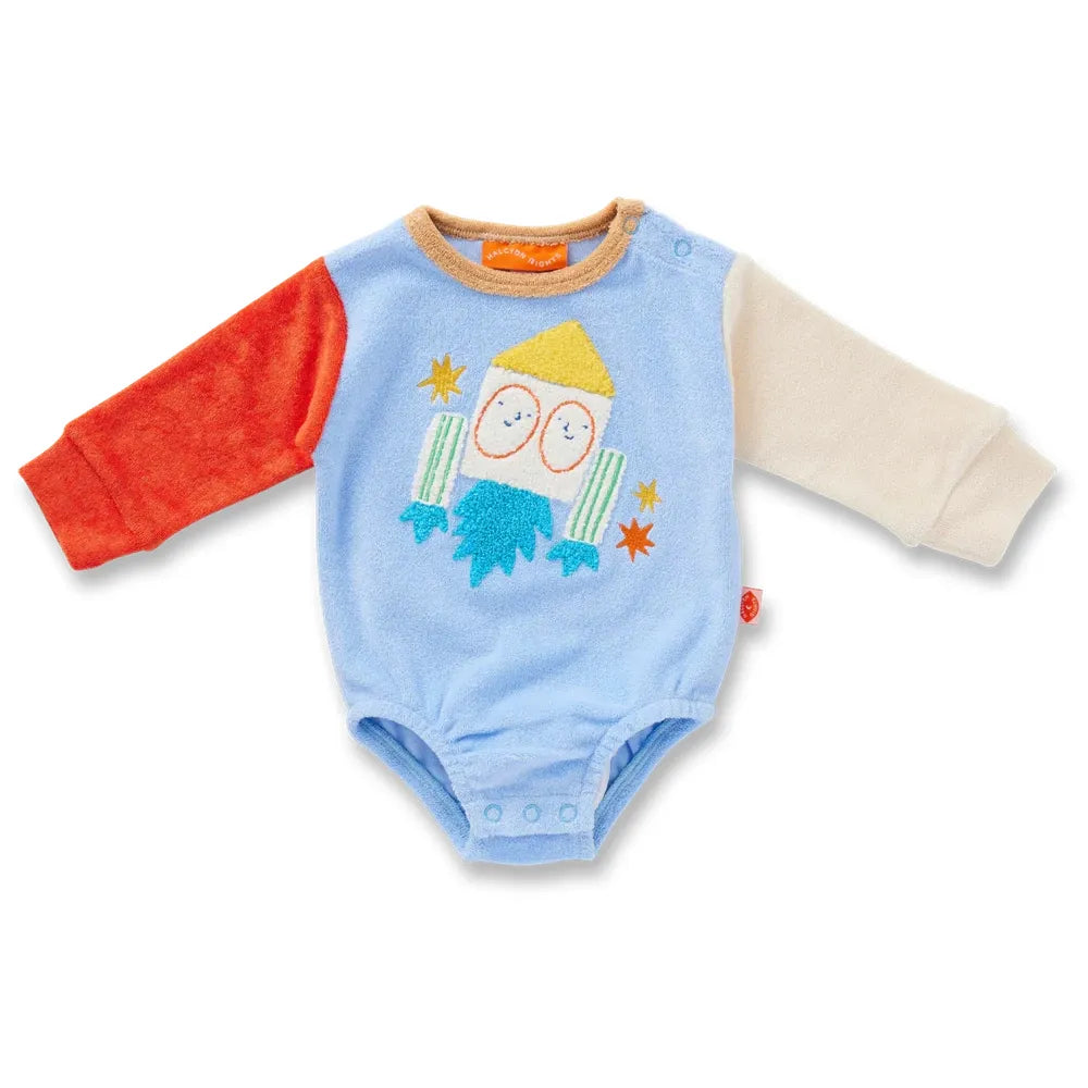 Space Blue Terry Long Sleeve Bodysuit