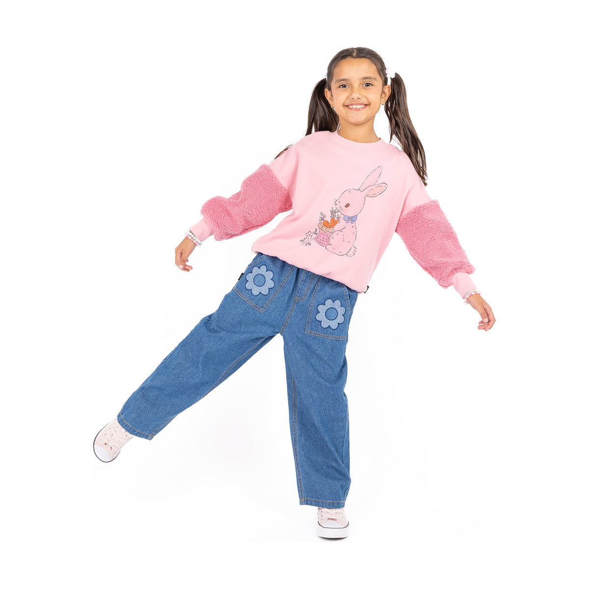 Bunny Sherpa Sleeve Sweatshirt