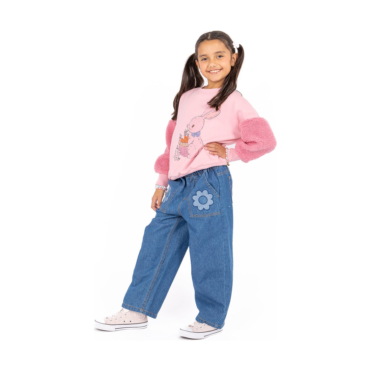 Bunny Sherpa Sleeve Sweatshirt