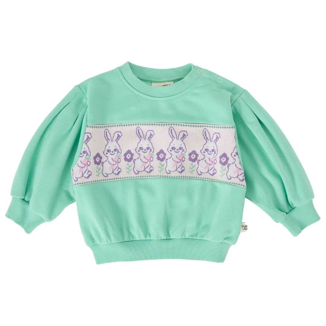 Hazel Puff Sleeve Bunny Sweater Mint