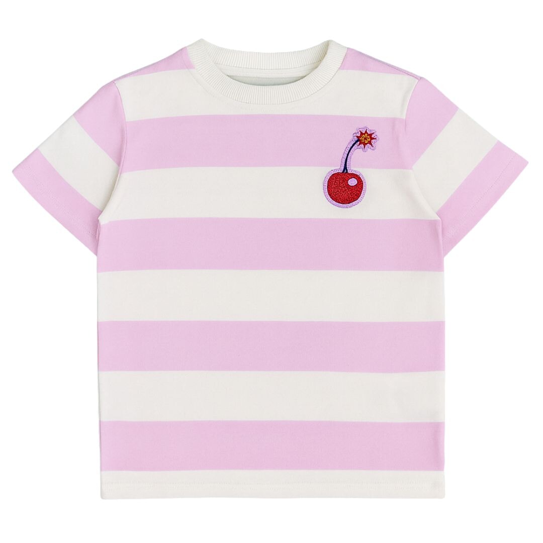 Pink Stripe Short Sleeve Boxy T-Shirt