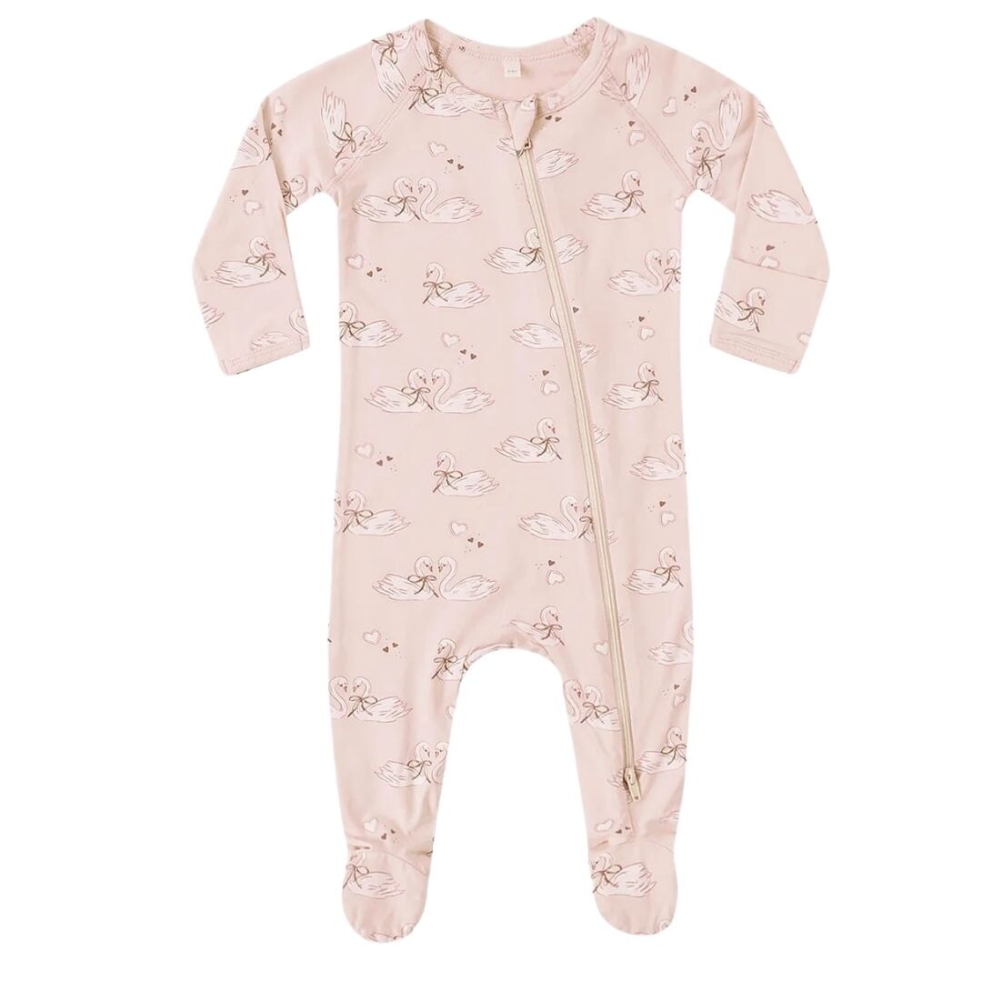 Bamboo Zip Footie Swans