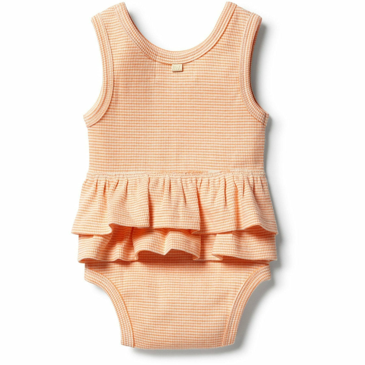 Organic Stripe Rib Ruffle Bodysuit - Marigold