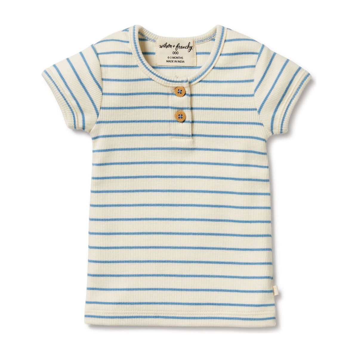 Petit Blue Organic Henley Tee