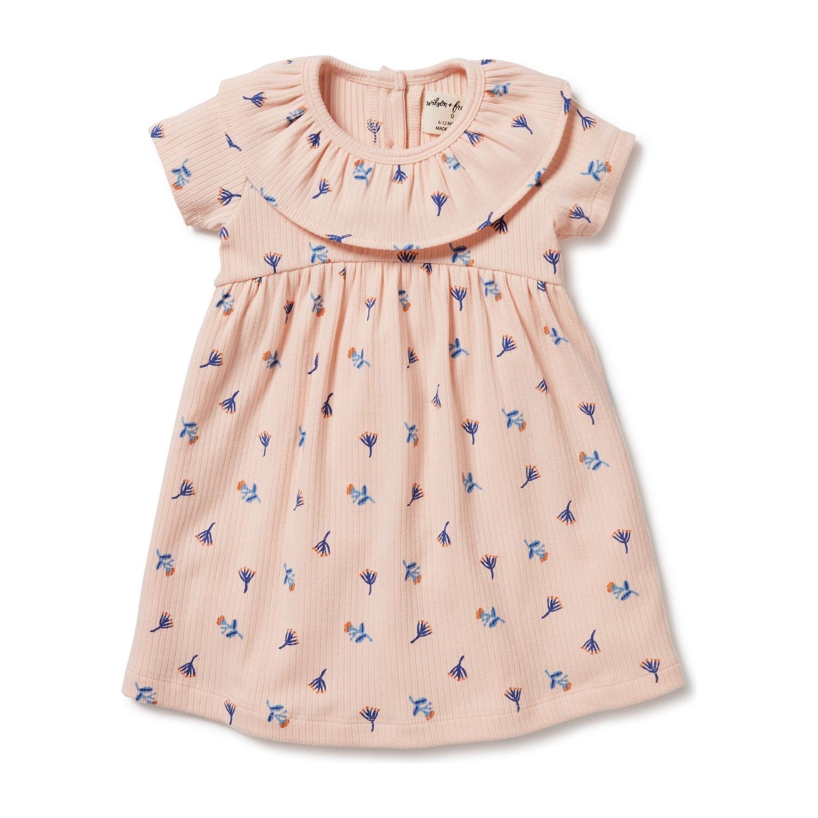 Little Flower Organic Rib Ruffle Dress