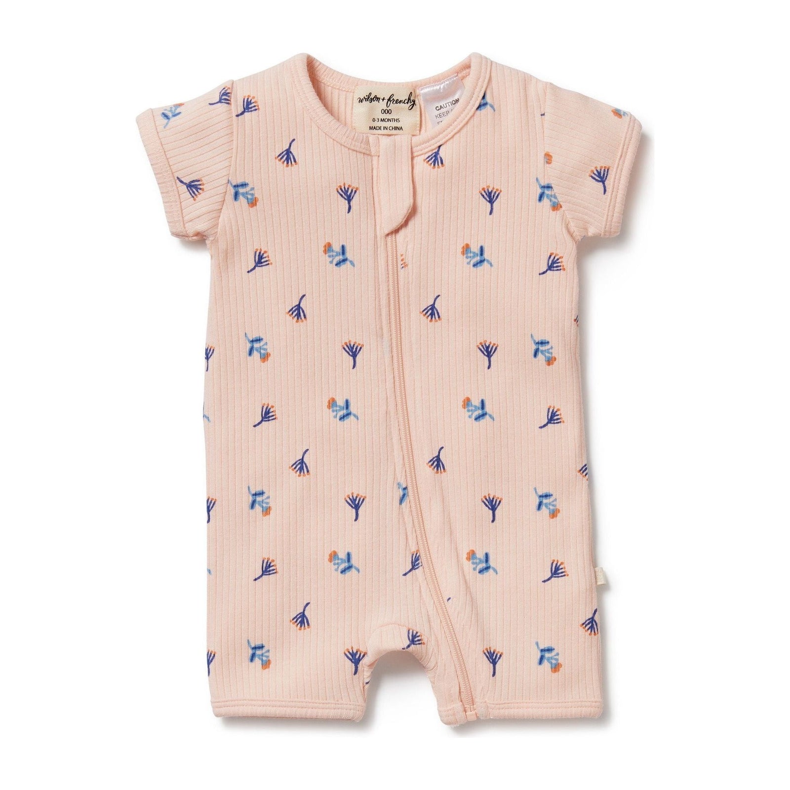 Little Flower Organic Rib Zipsuit