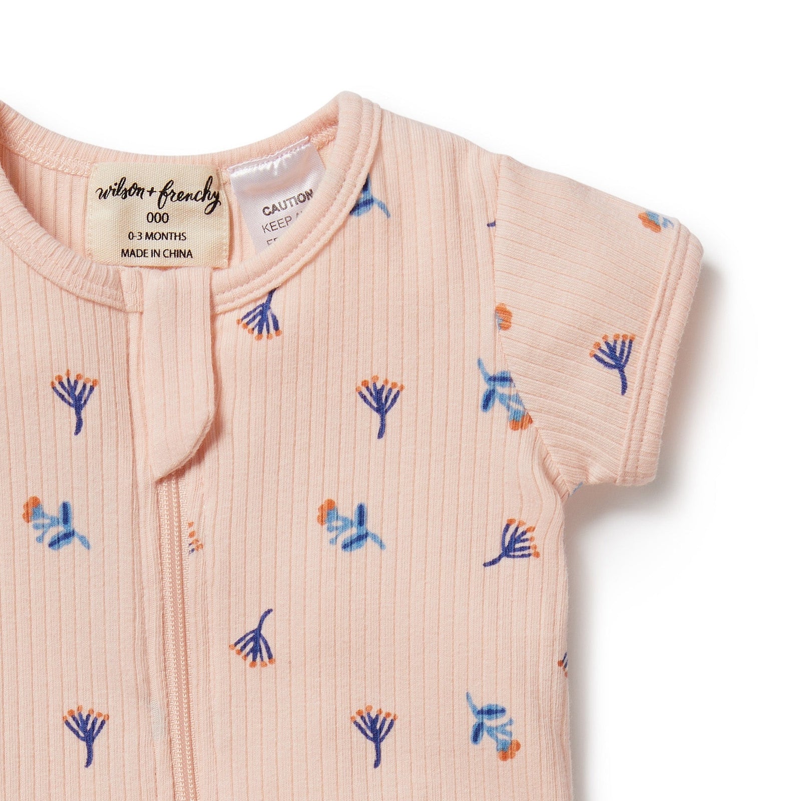 Little Flower Organic Rib Zipsuit