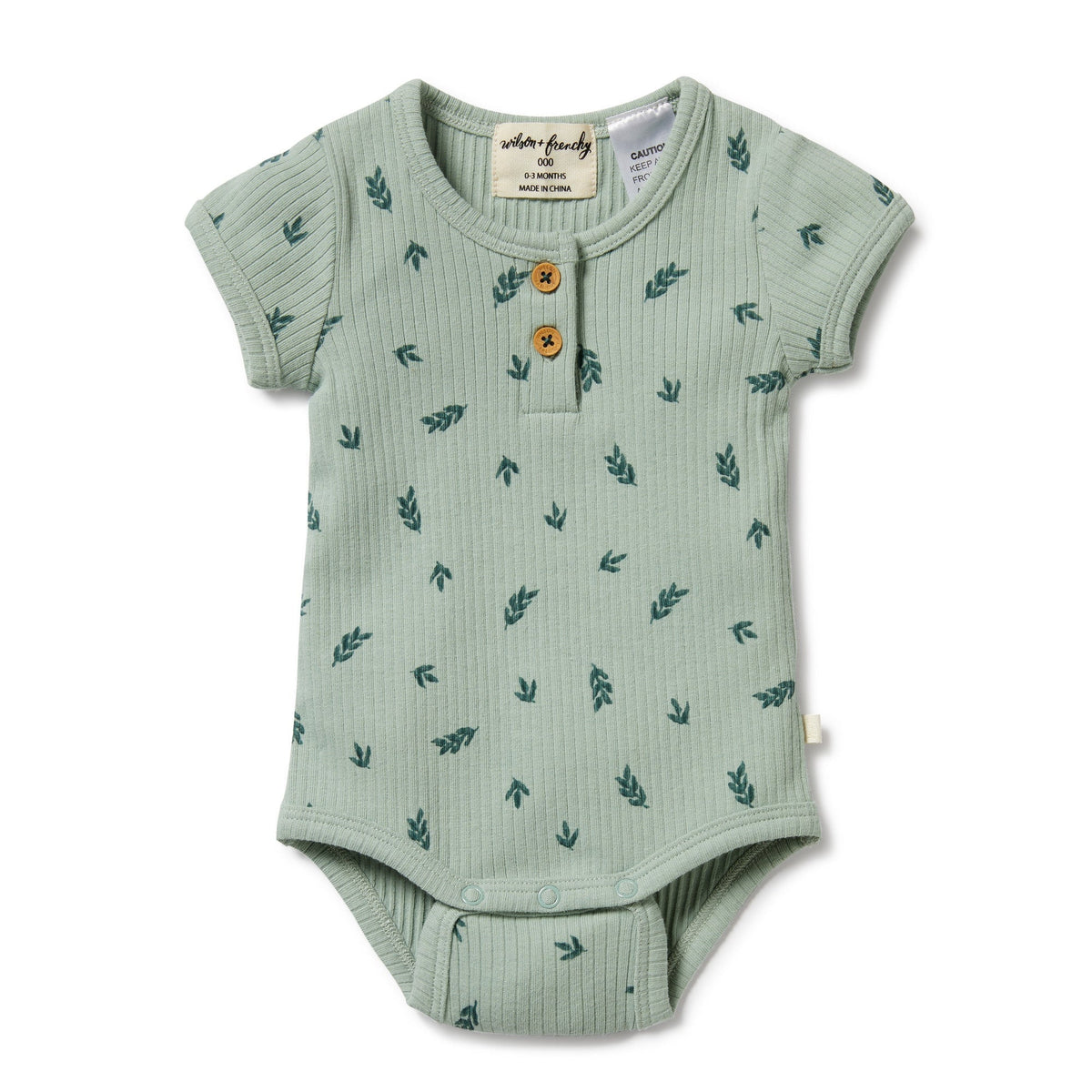 Falling Leaf Organic Rib Henley Bodysuit