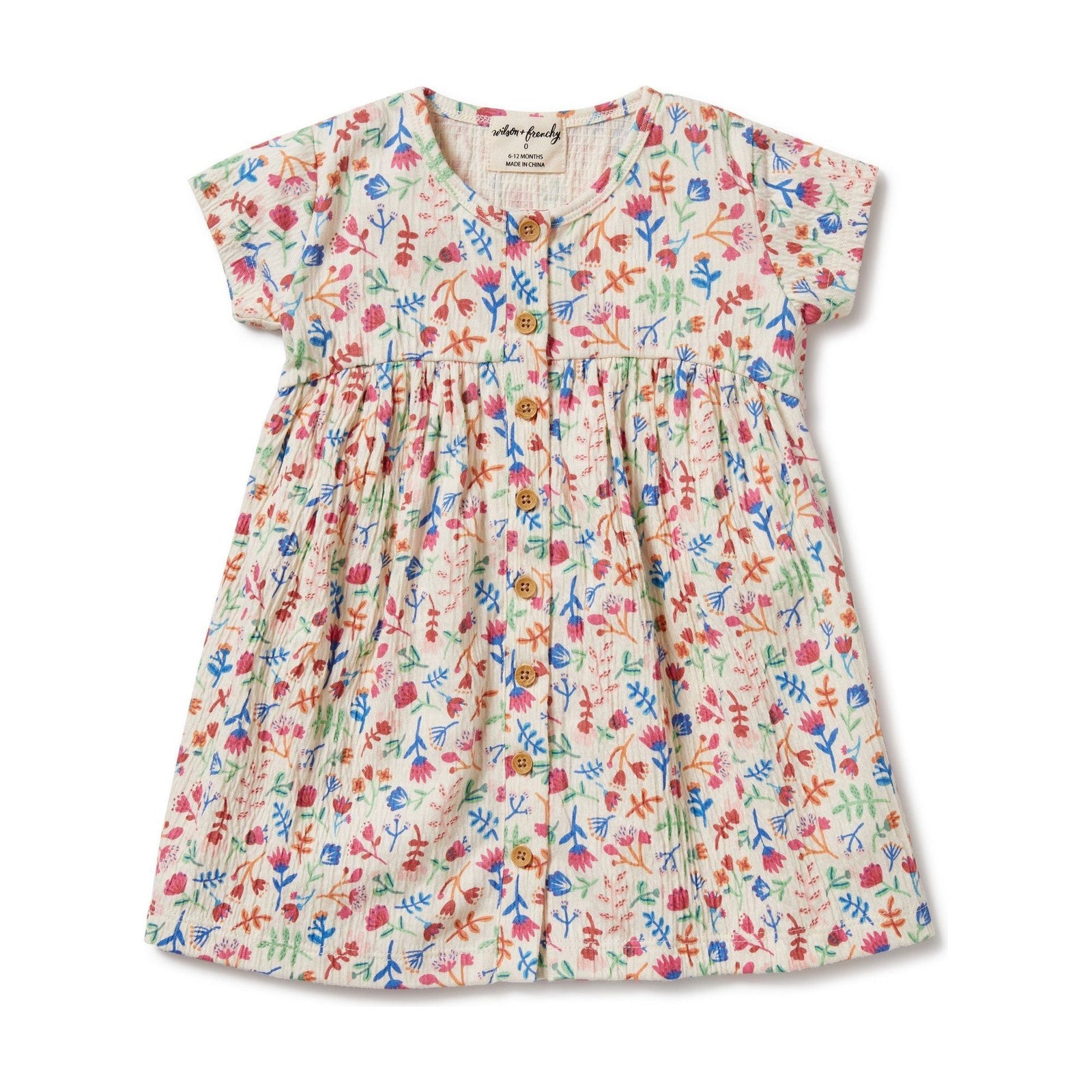 Tropical Garden Crinkle Button Dress