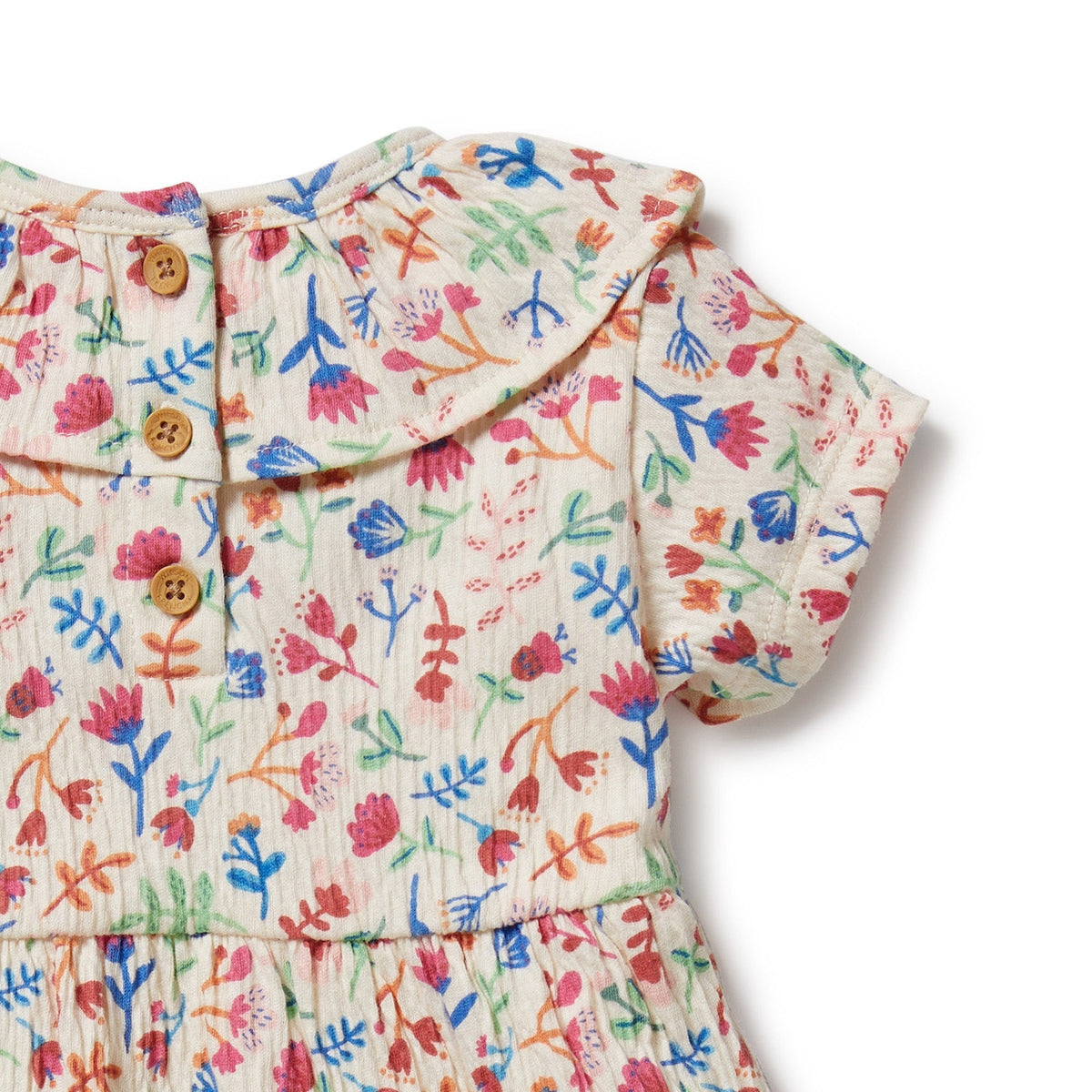 Tropical Garden Crinkle Ruffle Dress