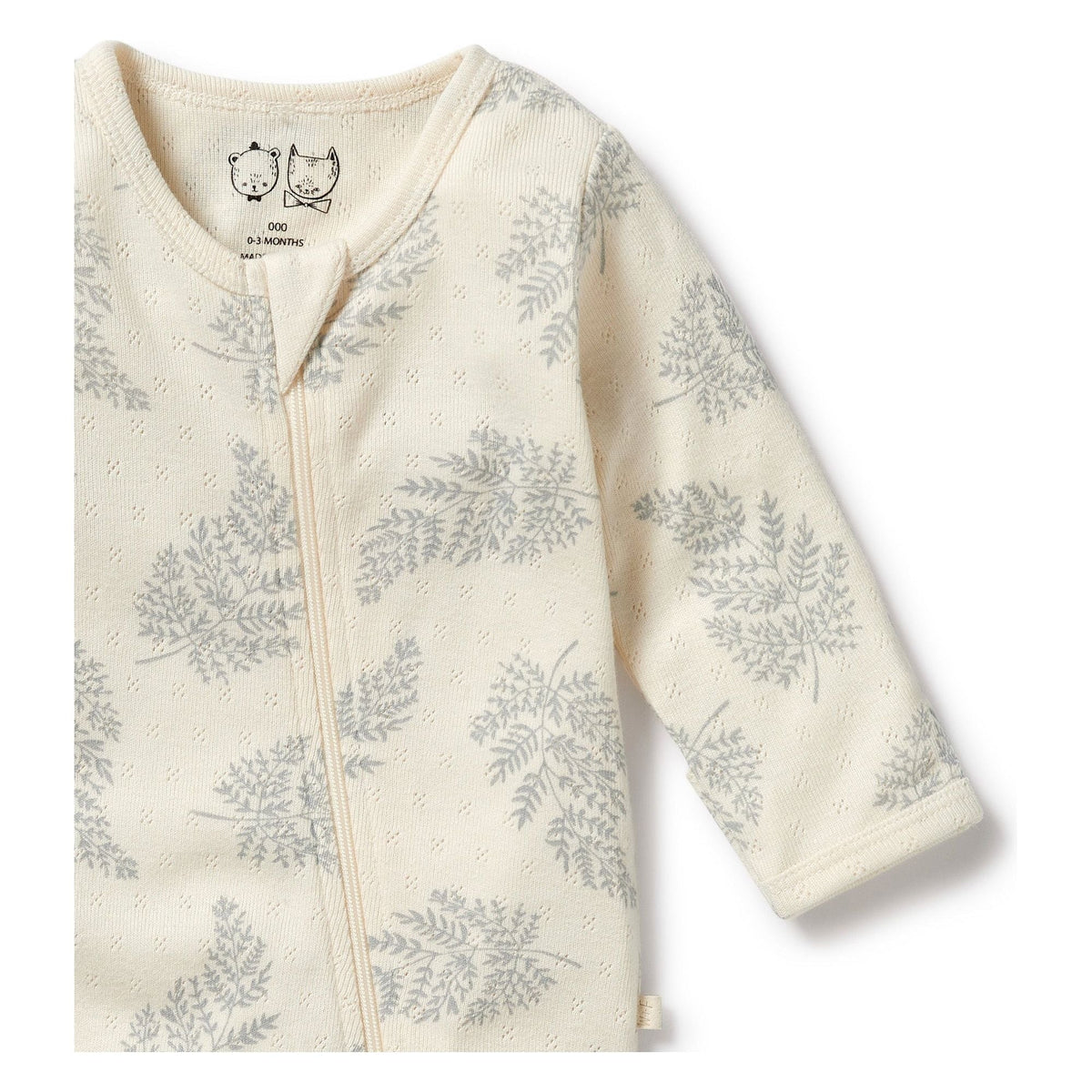 Forever Ferns Organic Pointelle Zipsuit with Feet