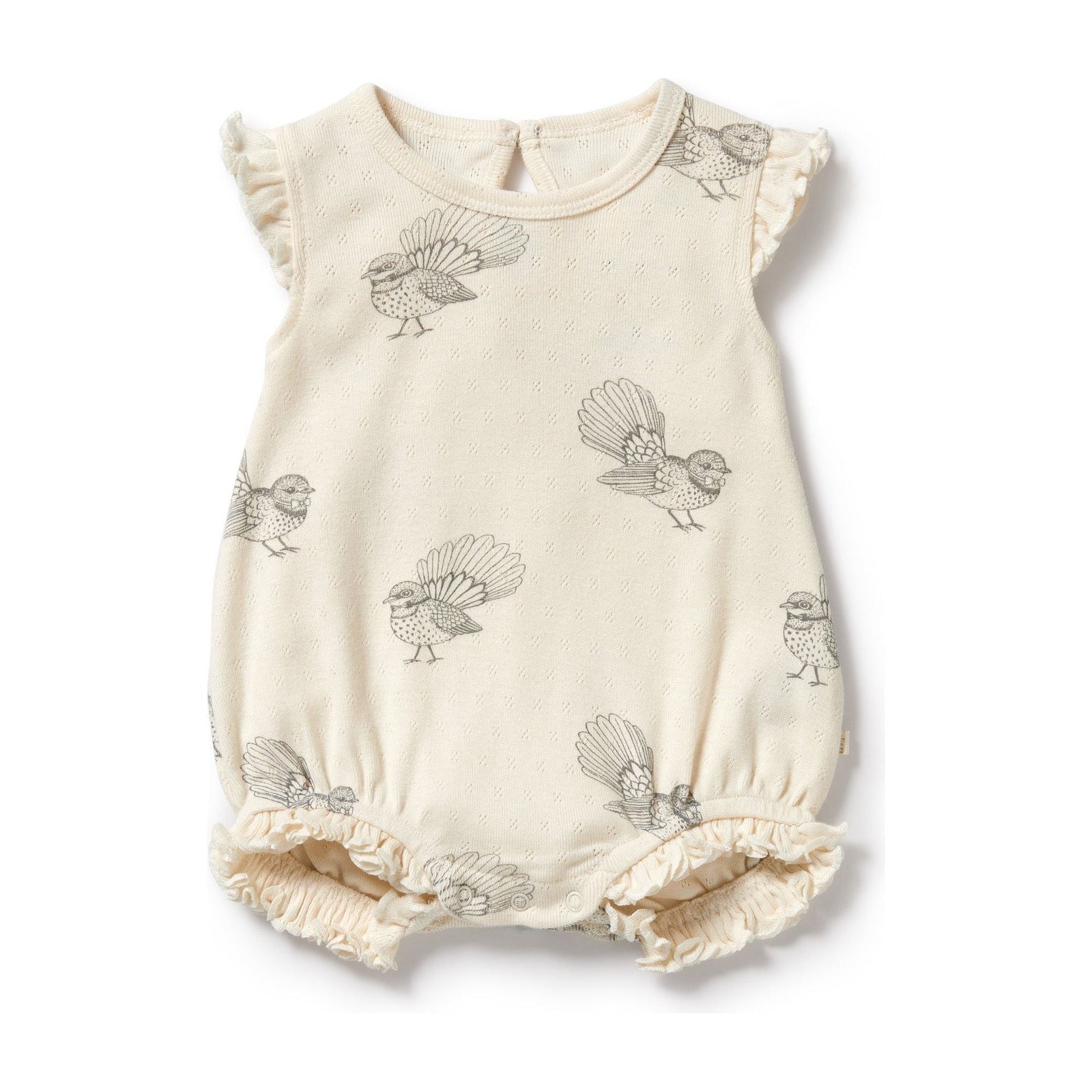 Little Fantail Organic Pointelle Ruffle Growsuit
