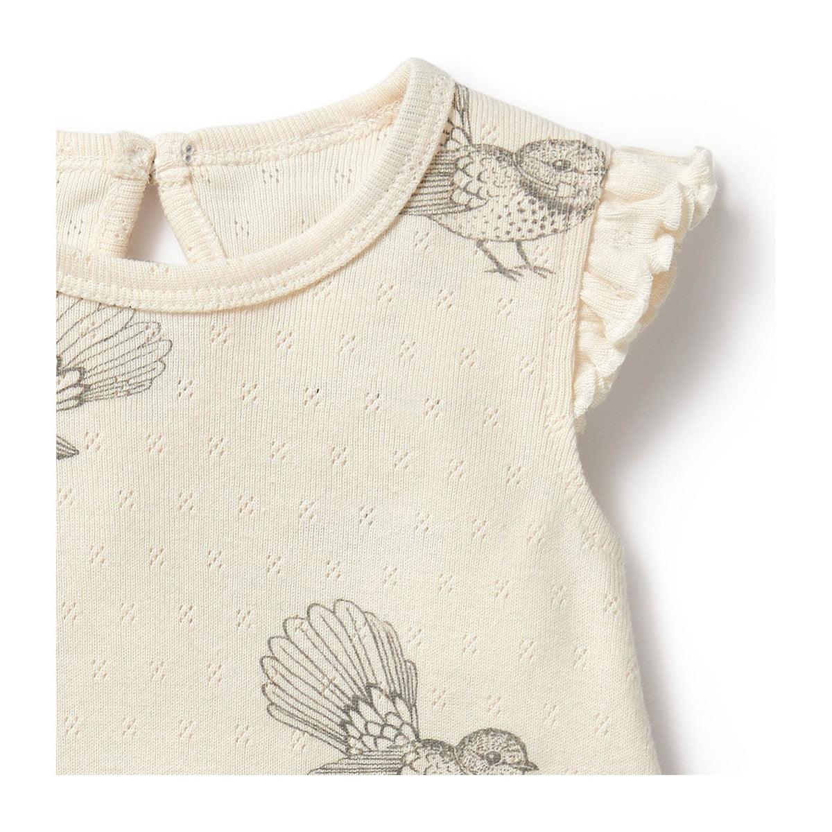 Little Fantail Organic Pointelle Ruffle Growsuit