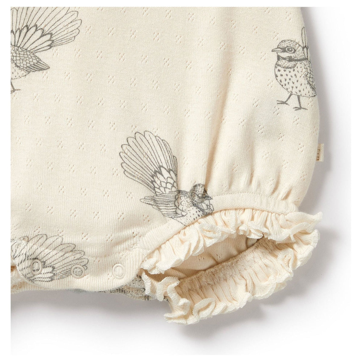 Little Fantail Organic Pointelle Ruffle Growsuit