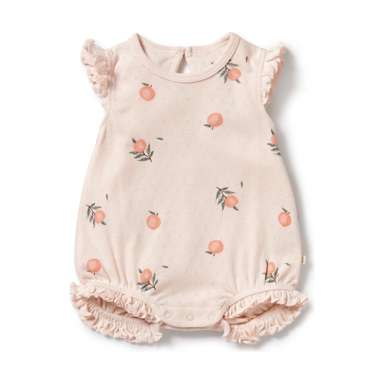 Peaches Organic Pointelle Ruffle Growsuit