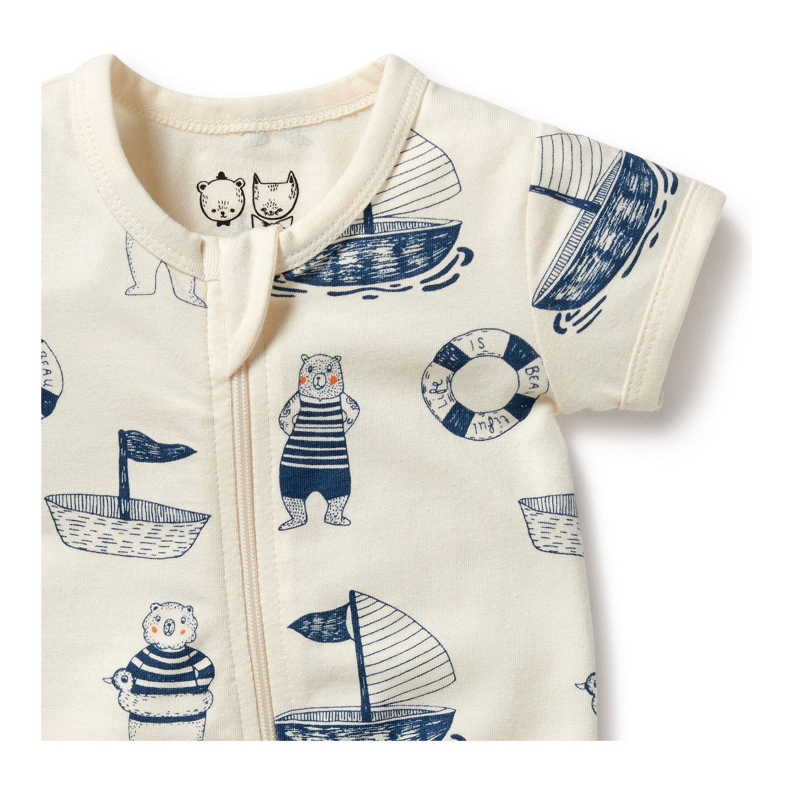 Nautical Bear Organic Boyleg Zipsuit