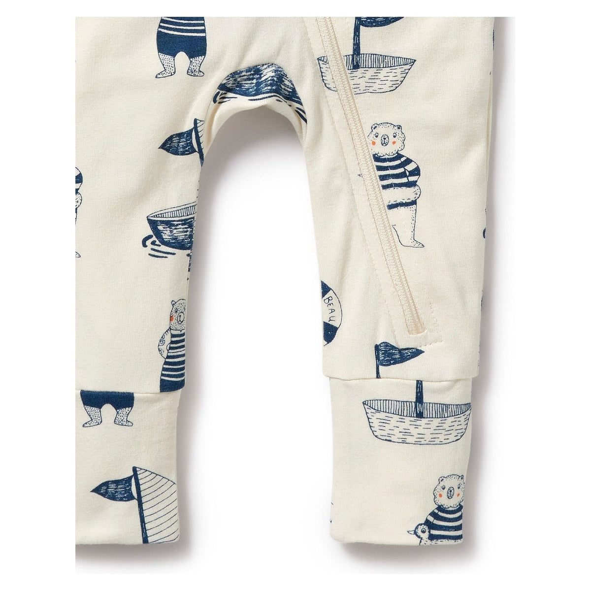 Nautical Bear Organic Zipsuit with Feet