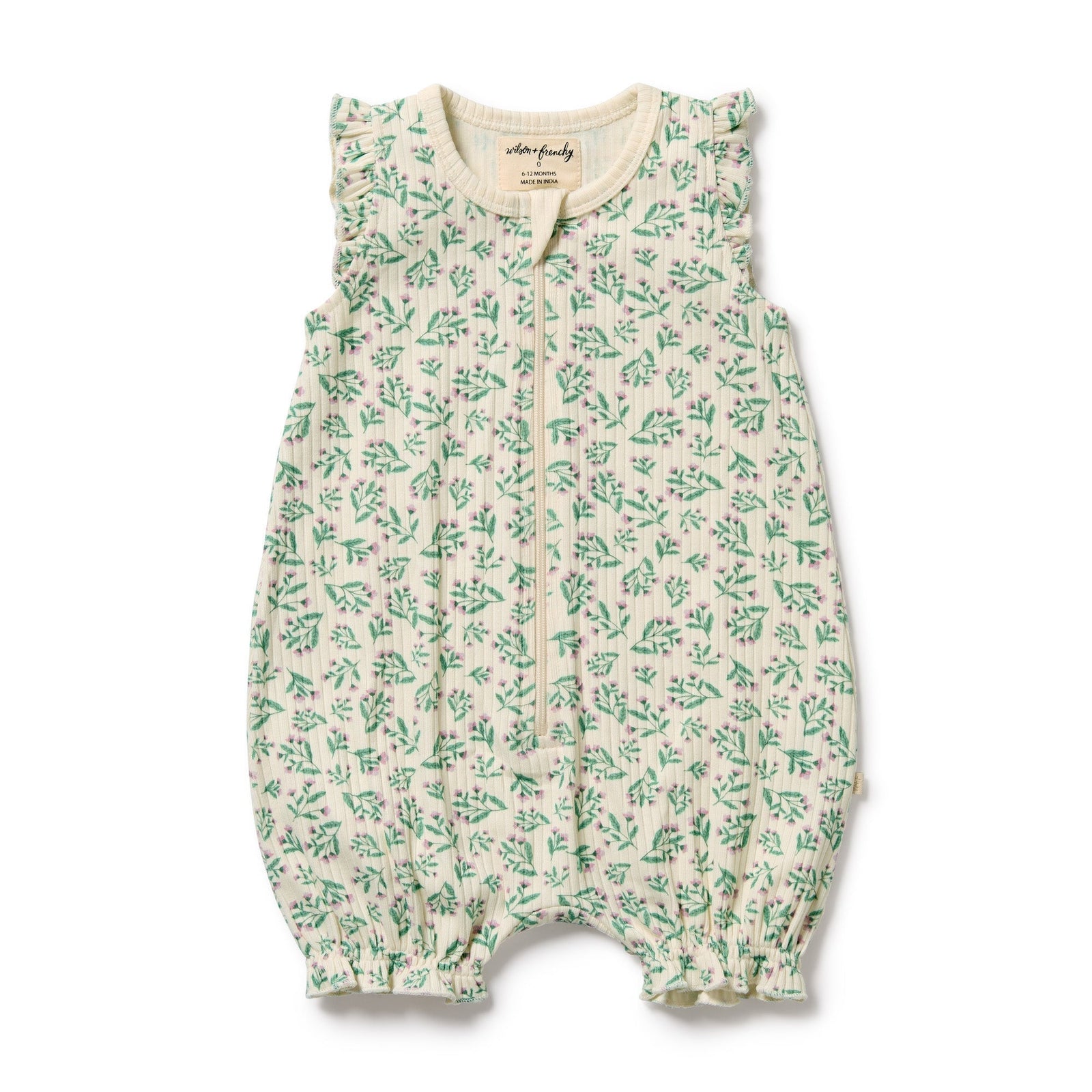 Periwinkle Organic Ruffle Zipsuit