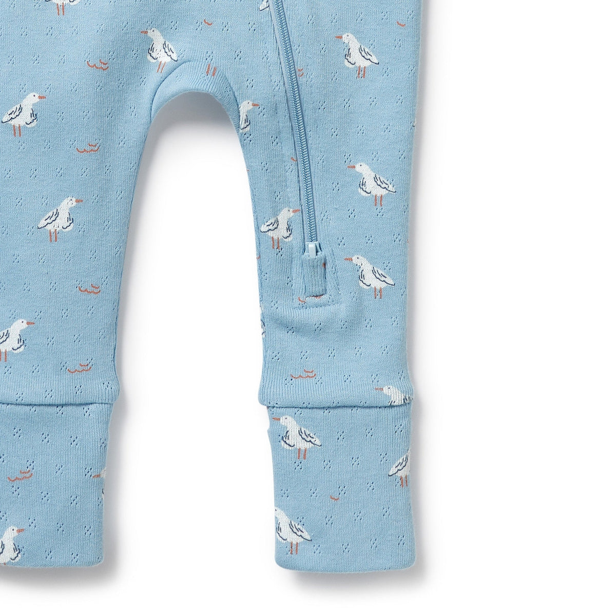 Sunny Seagulls Organic Pointelle Zipsuit with Feet