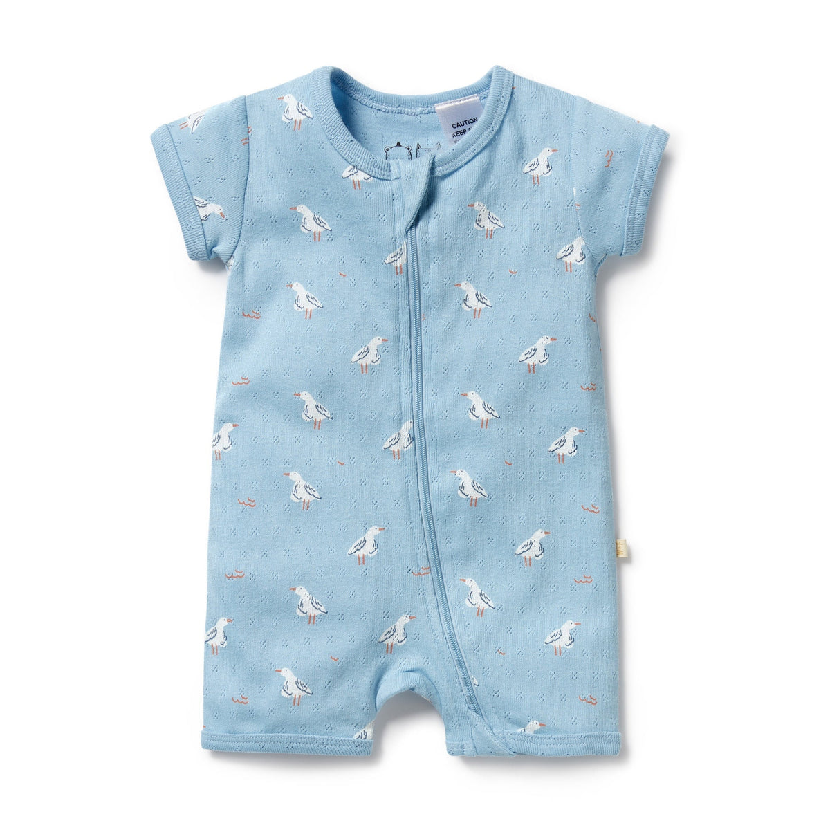 Sunny Seagulls Organic Pointelle Boyleg Zipsuit