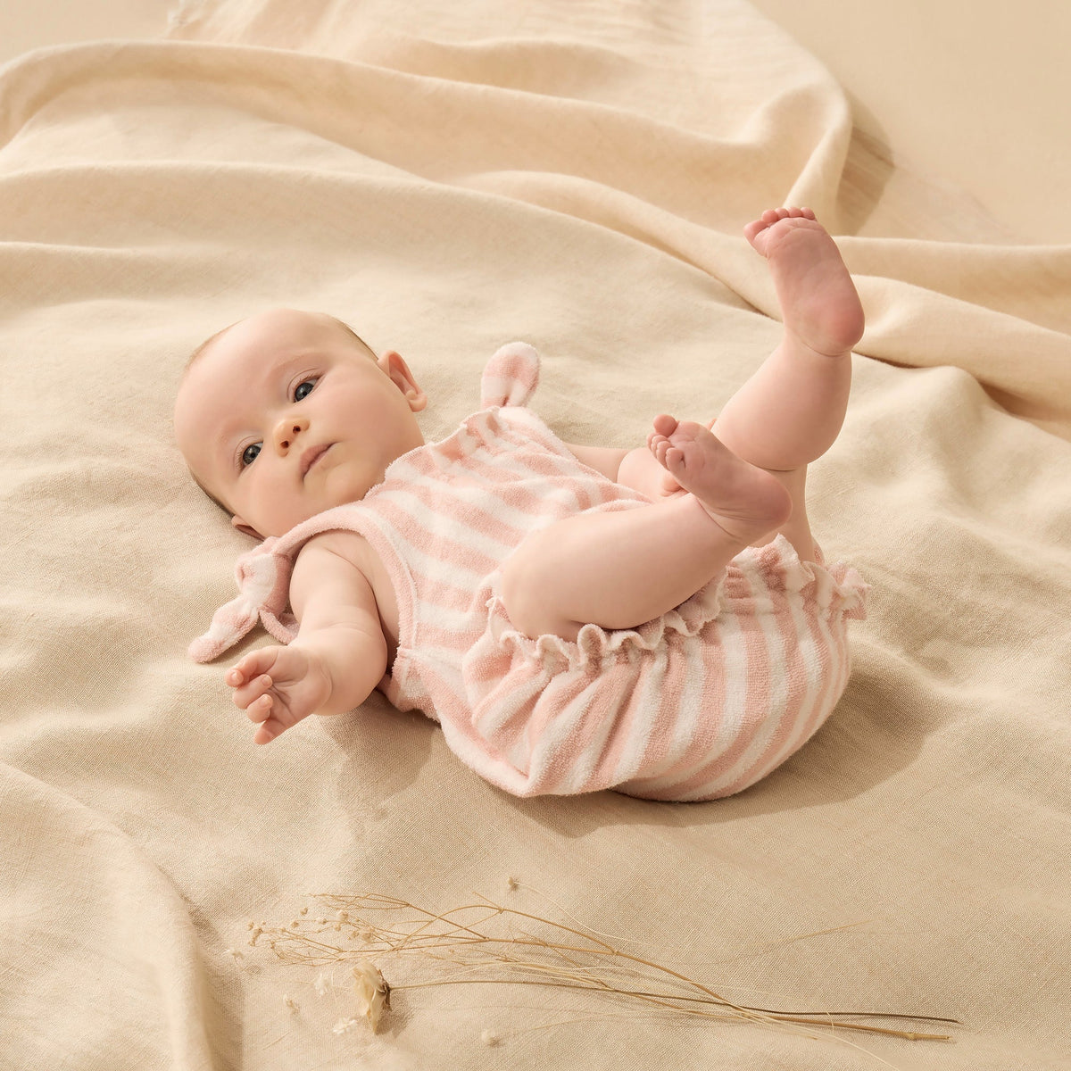 Strawberry Wave Organic Terry Tie Playsuit