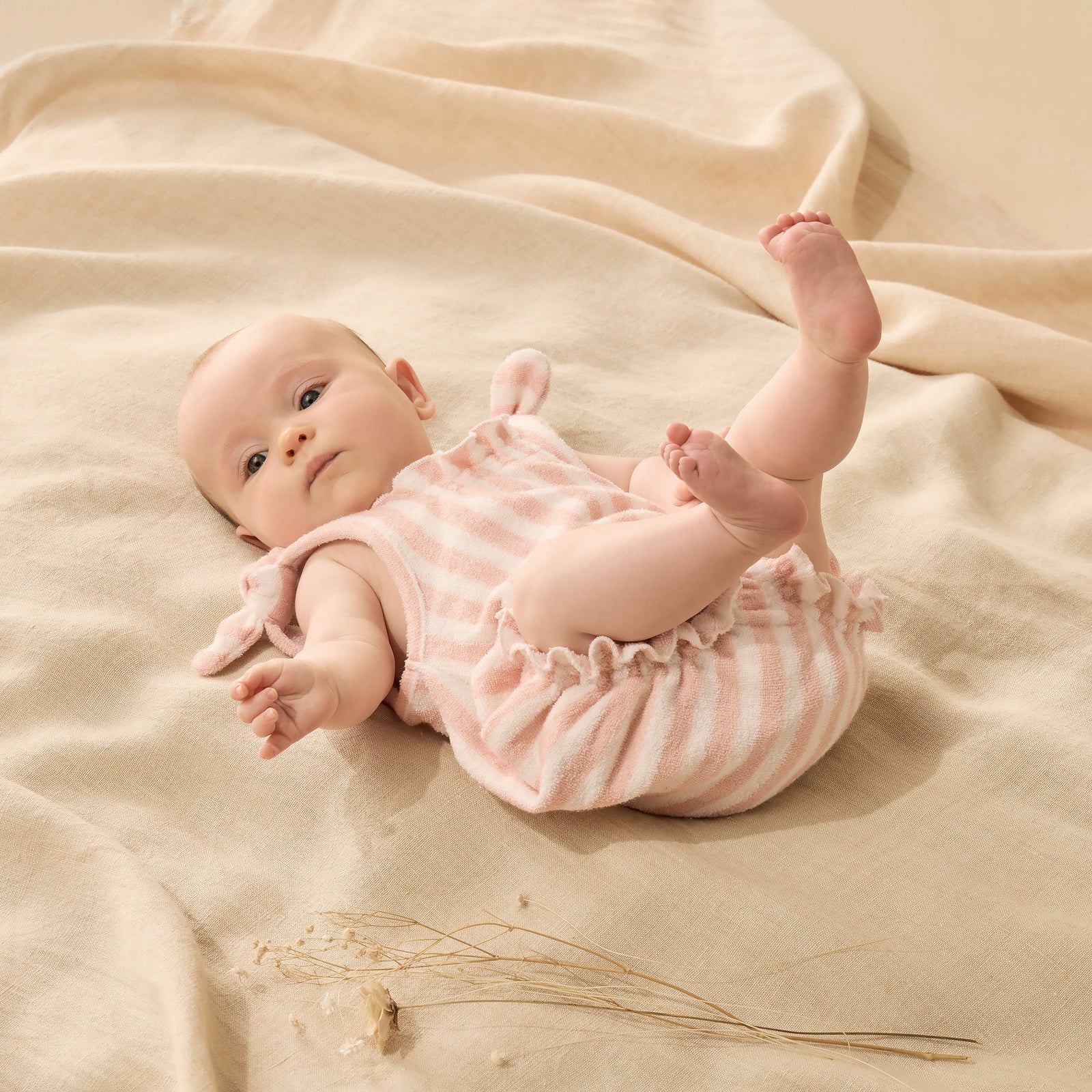 Strawberry Wave Organic Terry Tie Playsuit
