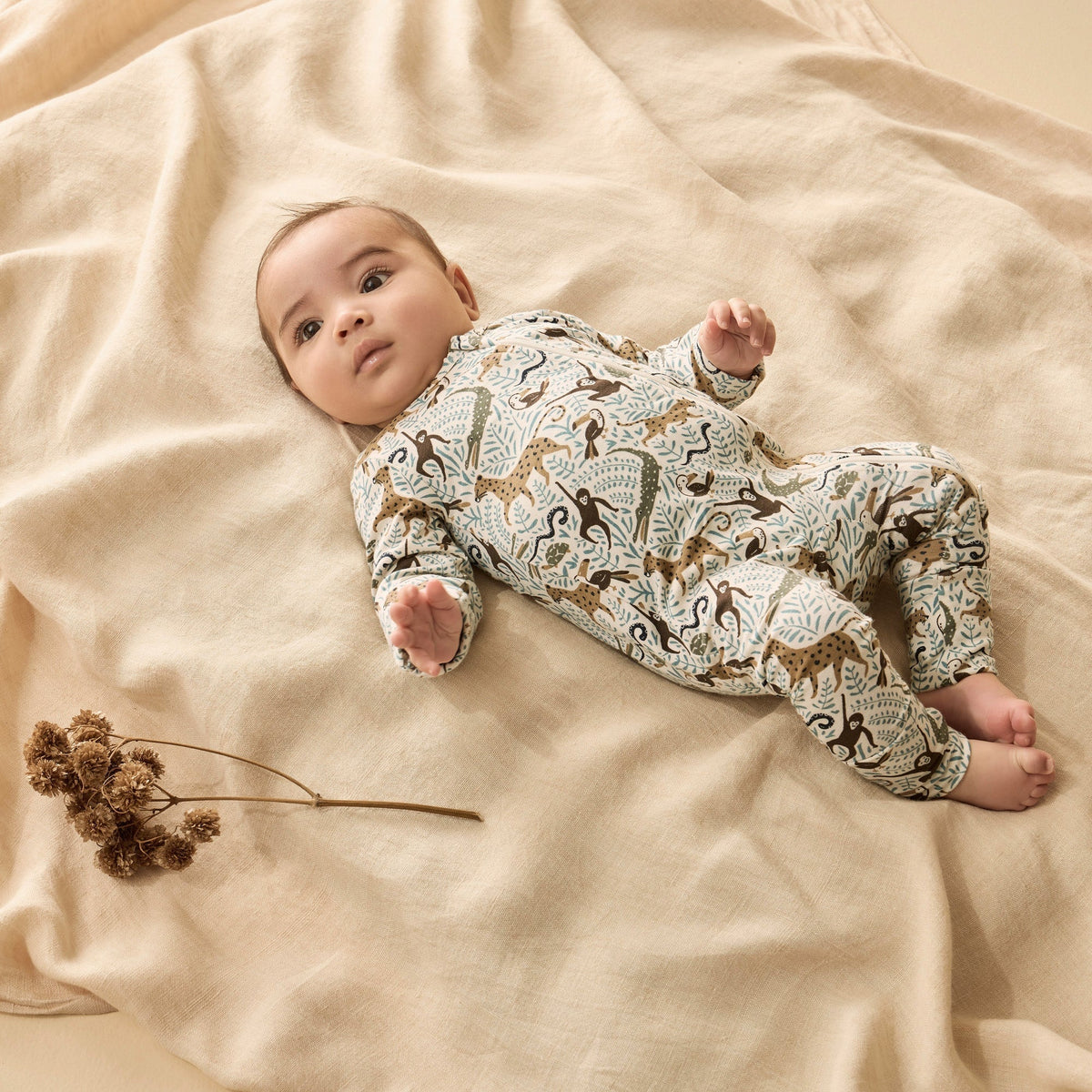 Mini Jungle Organic Zipsuit with Feet