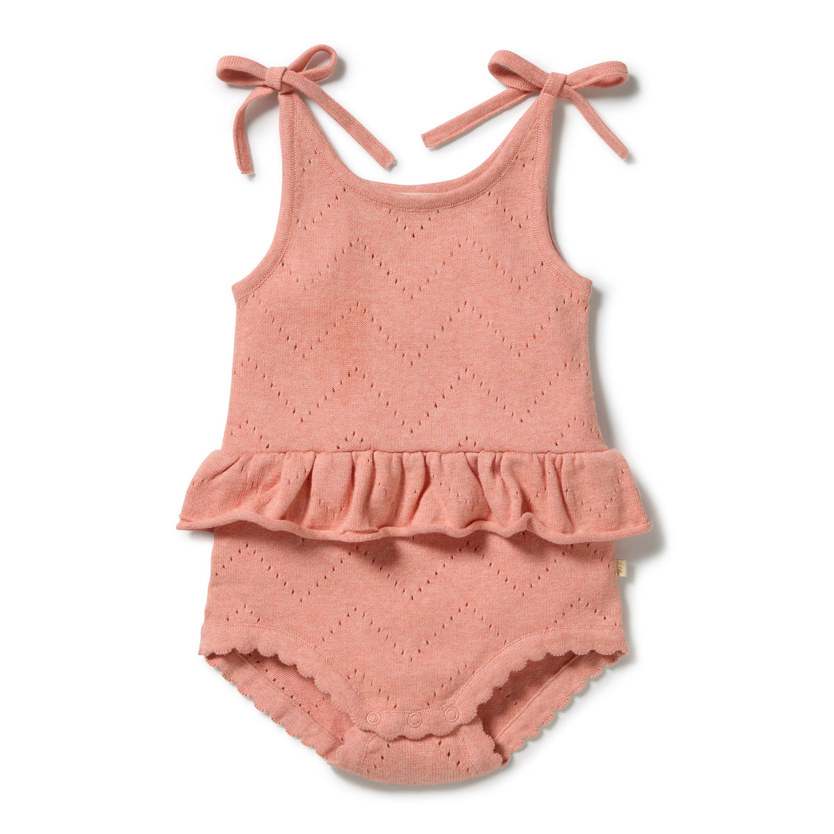 Petal Pink Organic Knitted Pointelle Playsuit