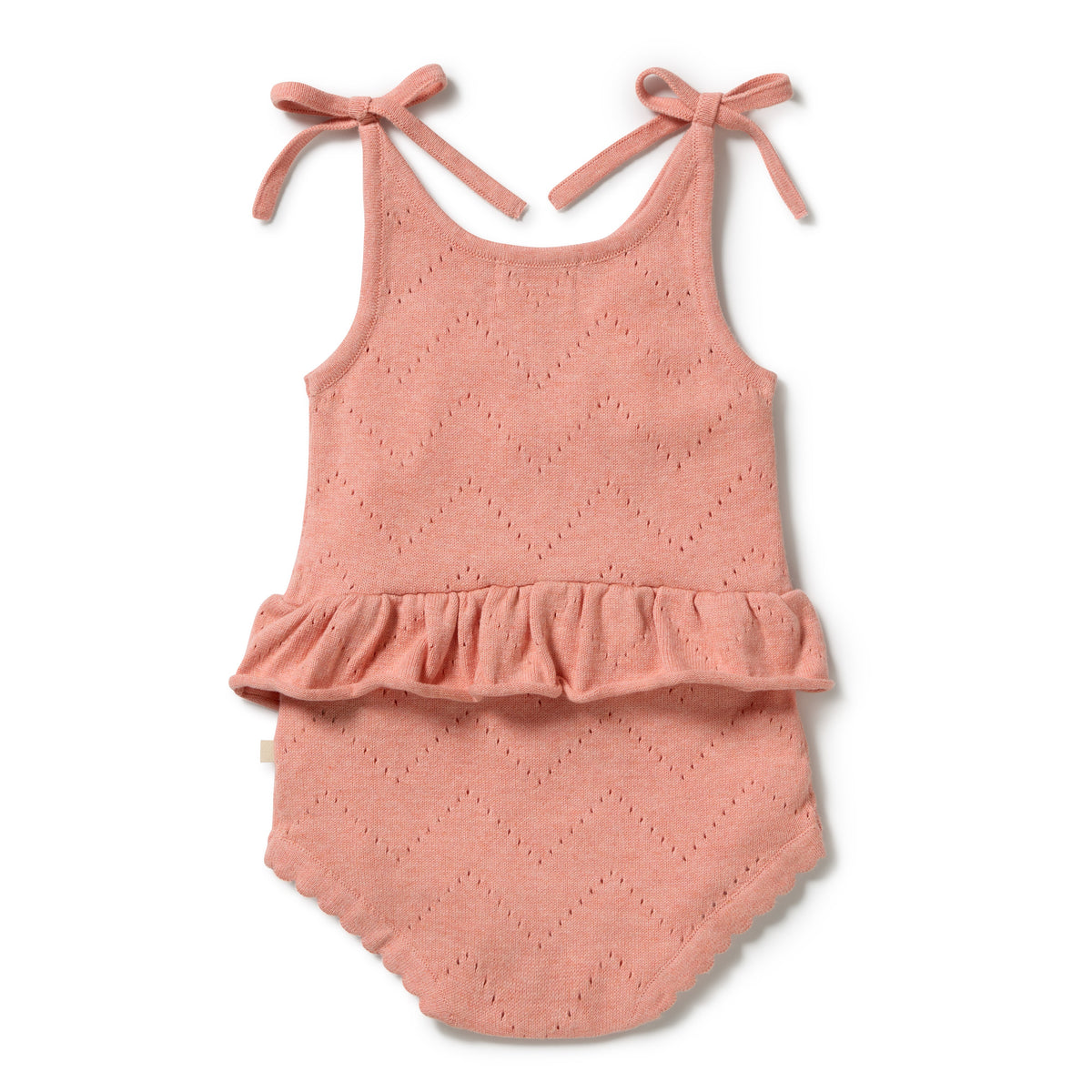 Petal Pink Organic Knitted Pointelle Playsuit