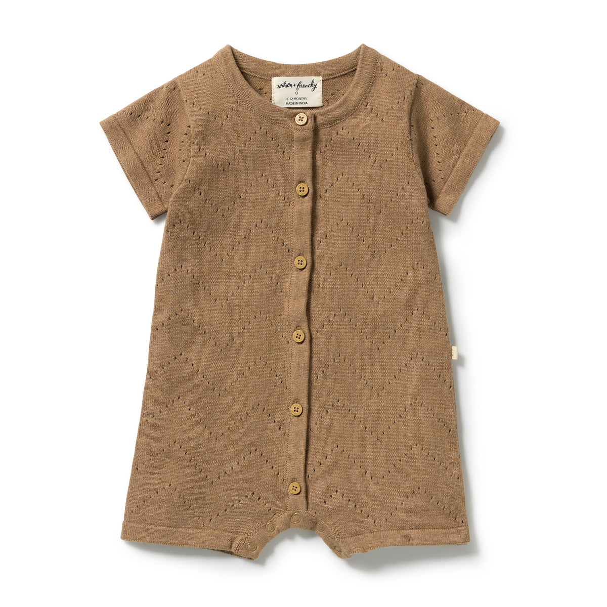 Ginger Snap Organic Knitted Pointelle Growsuit