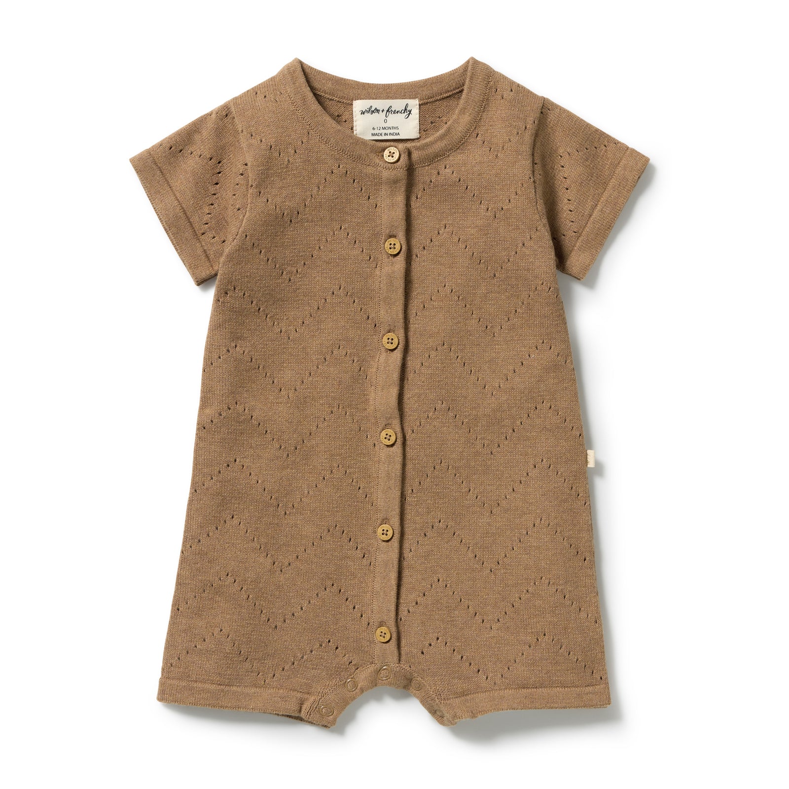 Ginger Snap Organic Knitted Pointelle Growsuit