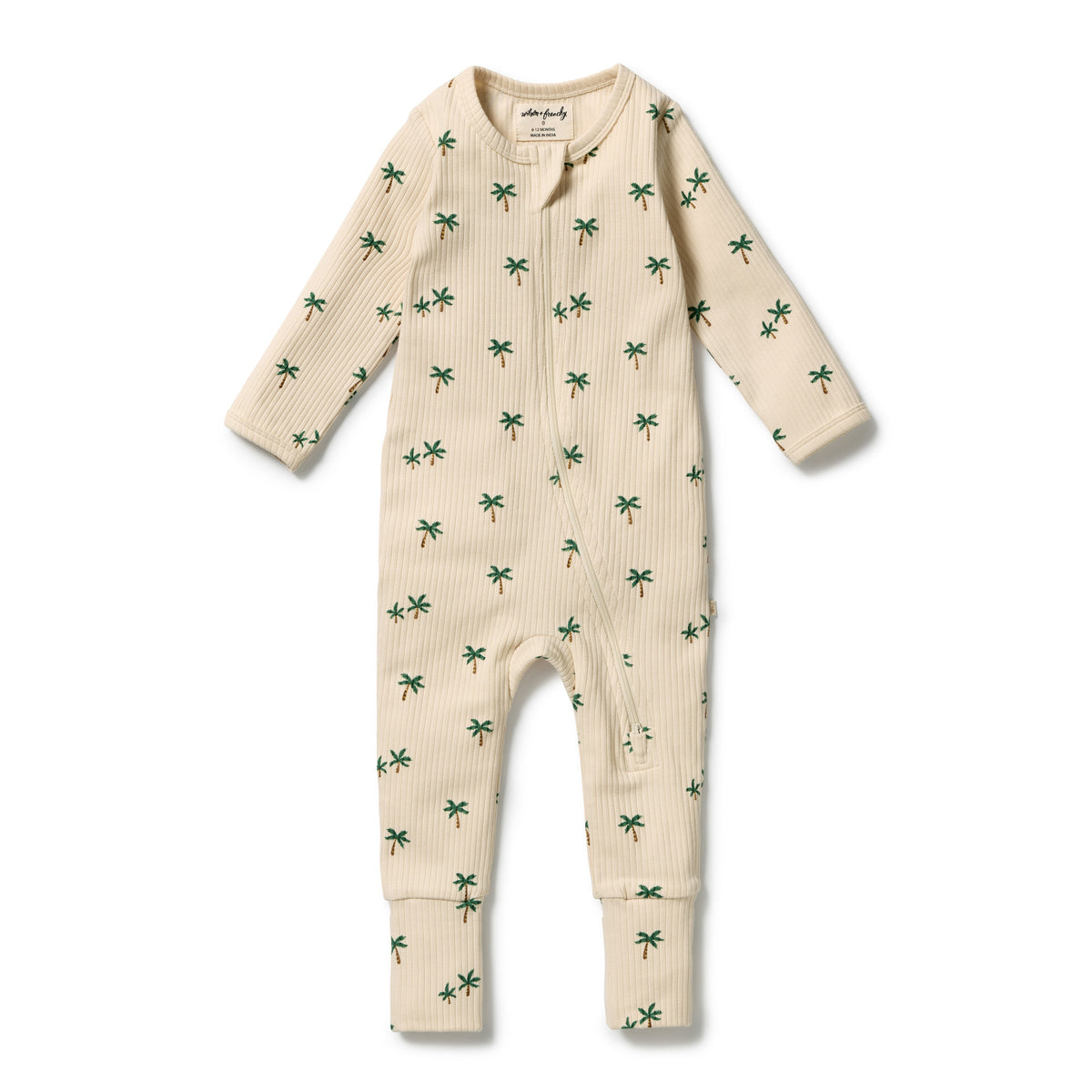 Tiny Palm Organic Zipsuit with Feet