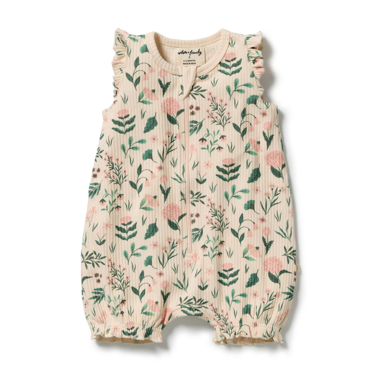 Sweet Bloom Organic Ruffle Zipsuit