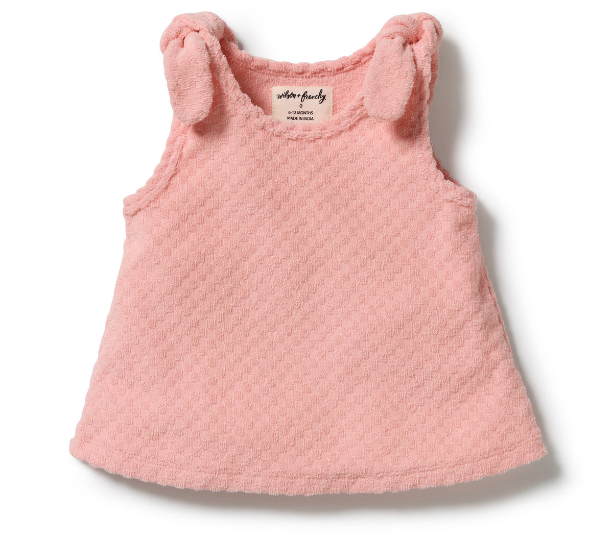 Petal Pink Check Organic Terry Singlet