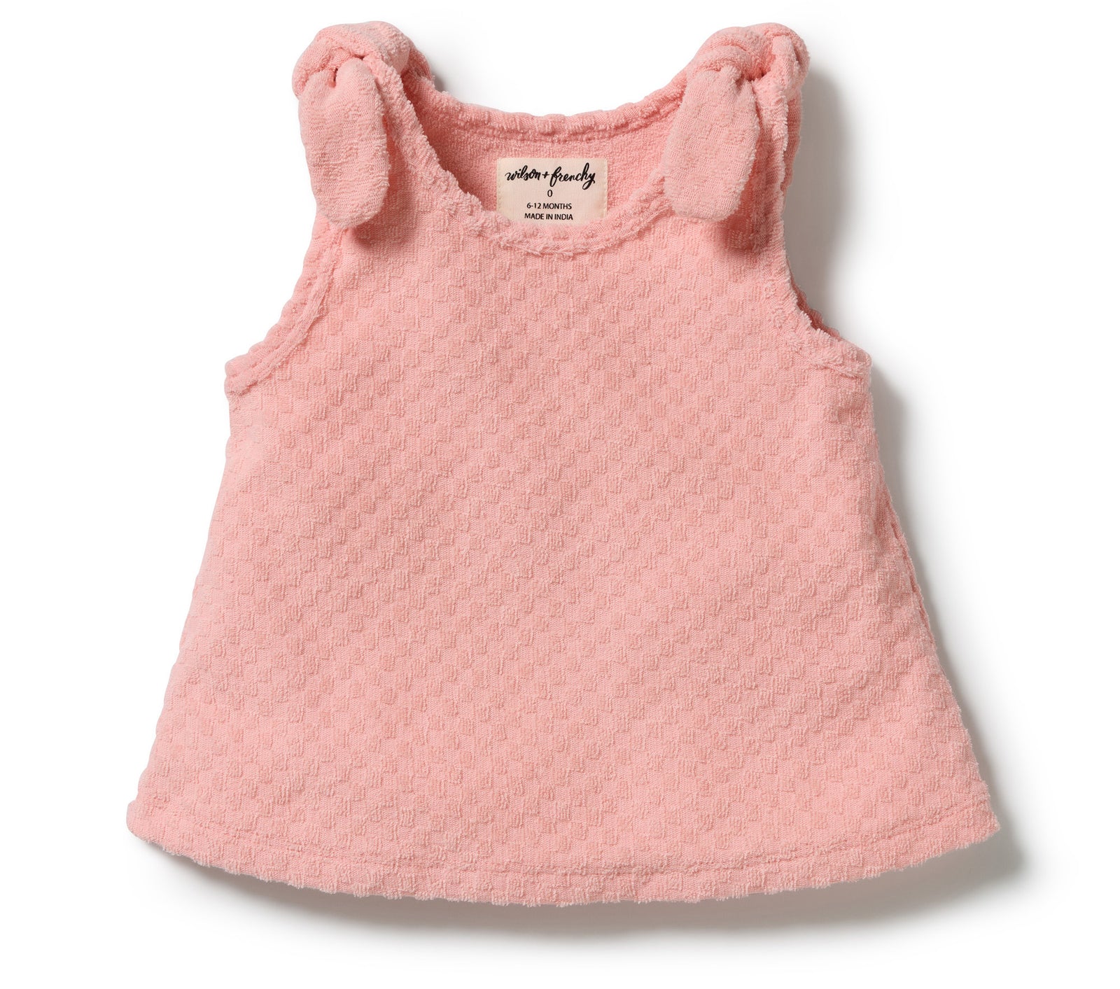 Petal Pink Check Organic Terry Singlet