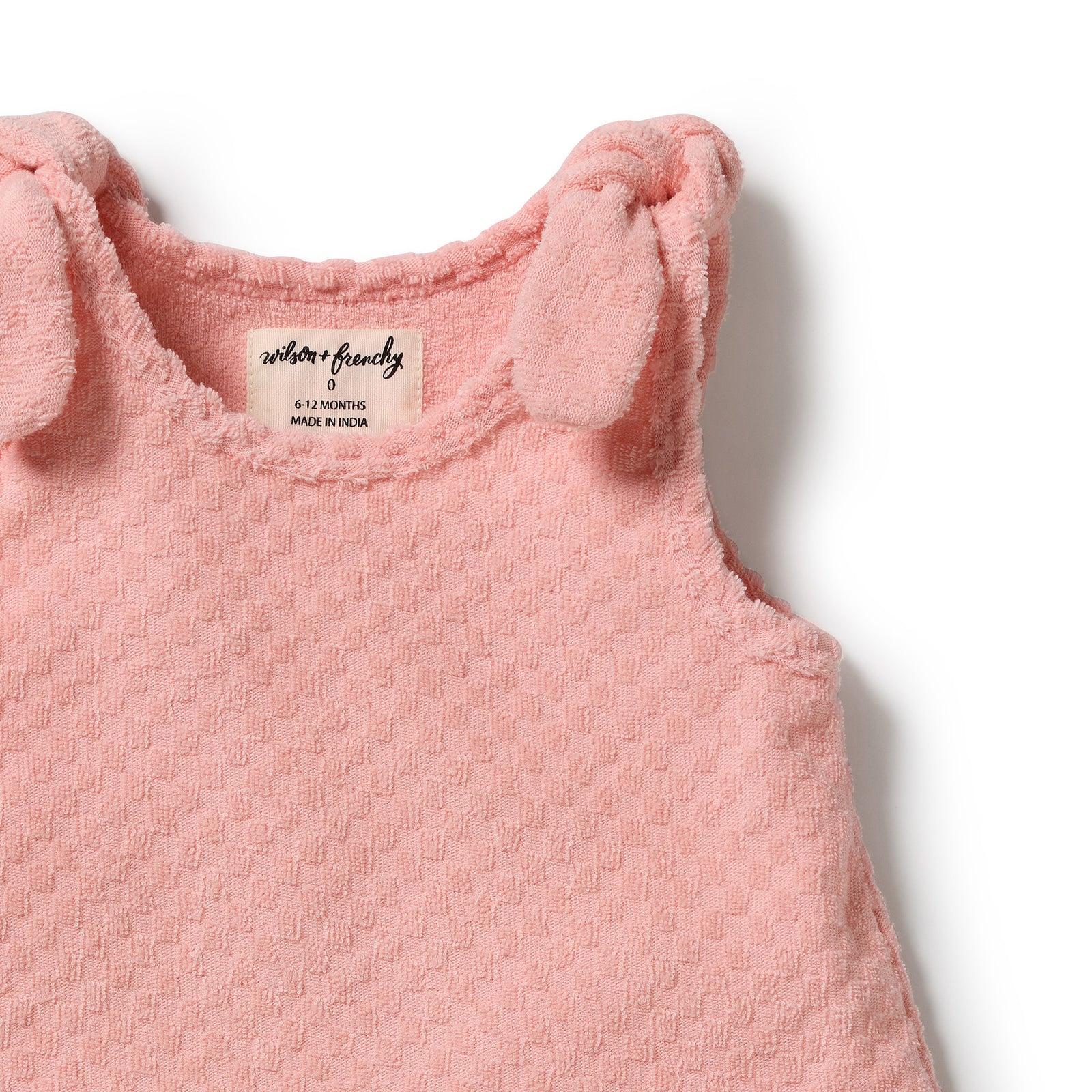 Petal Pink Check Organic Terry Singlet