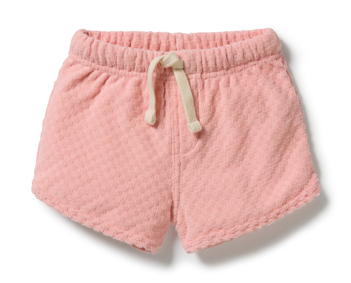 Petal Pink Check Organic Terry Tie Short
