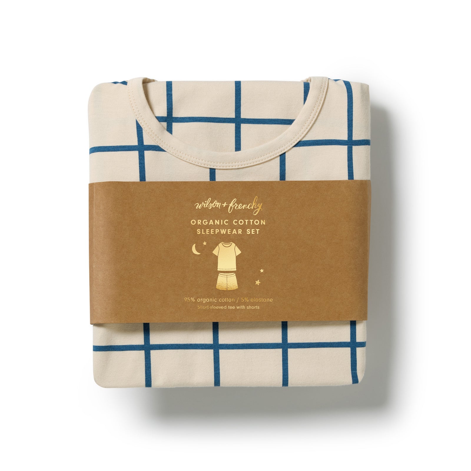 Bright Blue Check Organic Short Sleeved Pyjamas